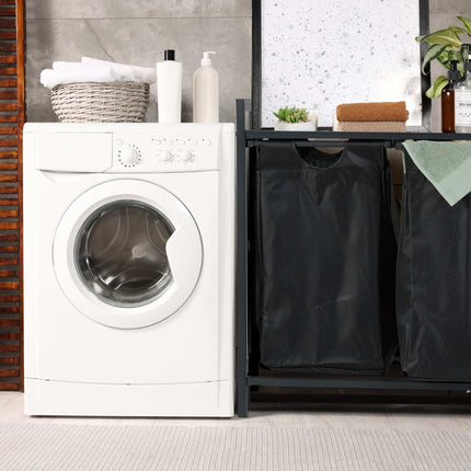 Laundry basket stand with shelf