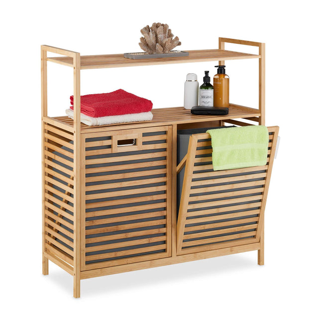 Laundry basket with 2 shelves