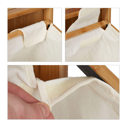 Panier à linge avec étagère en bambou