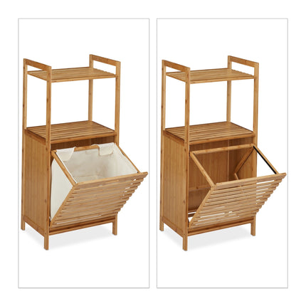 Panier à linge avec étagère en bambou