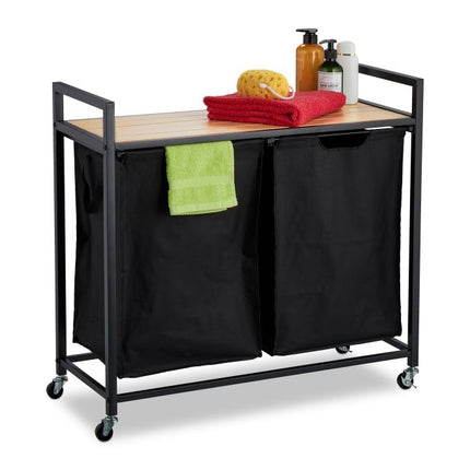Laundry basket with shelf