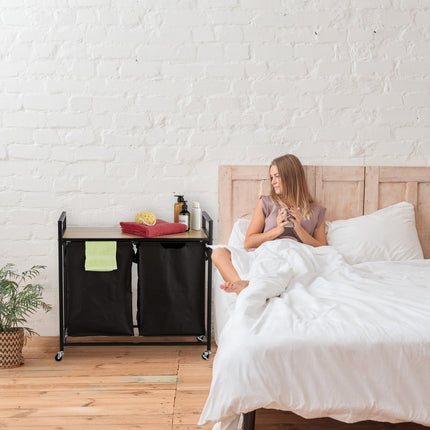 Laundry basket with shelf