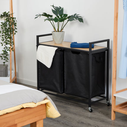 Laundry basket with shelf