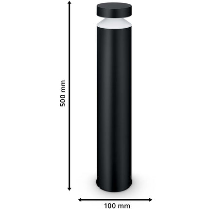 LED sloupkové svítidlo Laven, nerezová ocel, černé, IP44, teplá, 6W 600lm