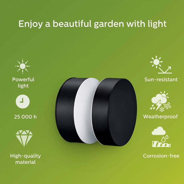 Laven LED Wandleuchte Edelstahl Schwarz IP44 Warm 6W 600lm