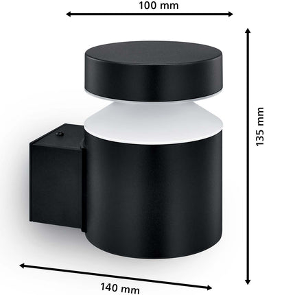 Applique LED Laven Up Acier inoxydable Noir IP44 Chaud 6W 600lm