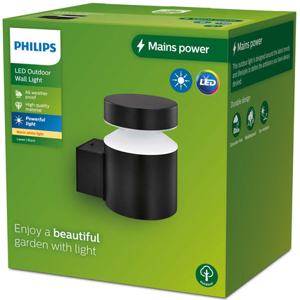 Applique LED Laven Up Acier inoxydable Noir IP44 Chaud 6W 600lm