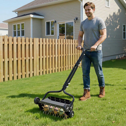 Lawn Aerator, 18-Inch Push Spike Roller, 40 lb Capacity