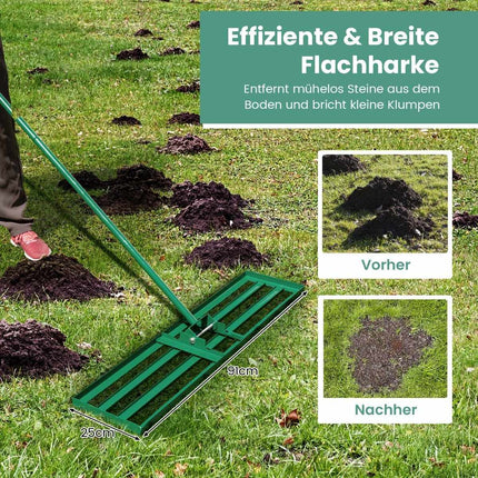 Rasen-Nivellierrechen mit ergonomischem Griff, 91x25 cm