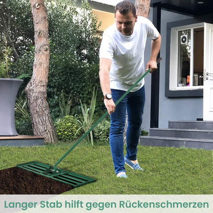 Rasen-Nivellierrechen mit ergonomischem Griff, 91x25 cm