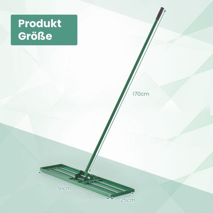 Rasen-Nivellierrechen mit ergonomischem Griff, 91x25 cm