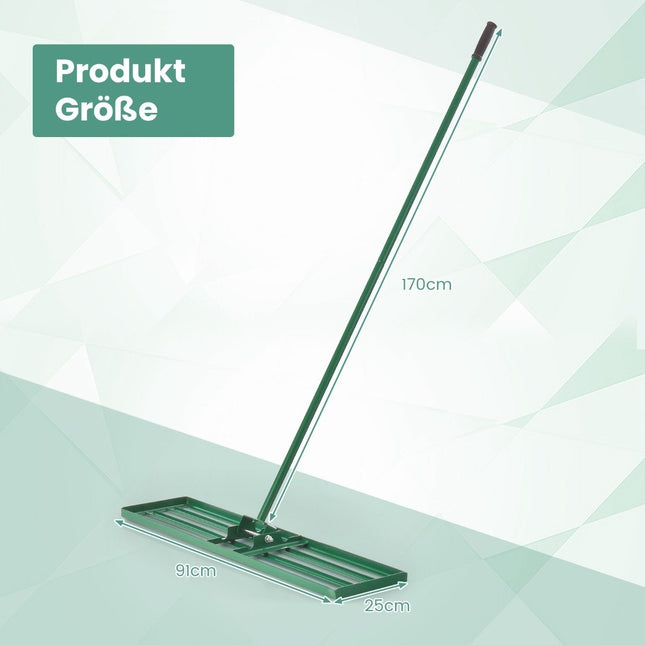 Rasen-Nivellierrechen mit ergonomischem Griff, 91x25 cm