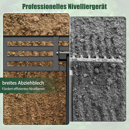 Rasen Nivellierharke mit ergonomischem Griff, Metall, 91x25 cm