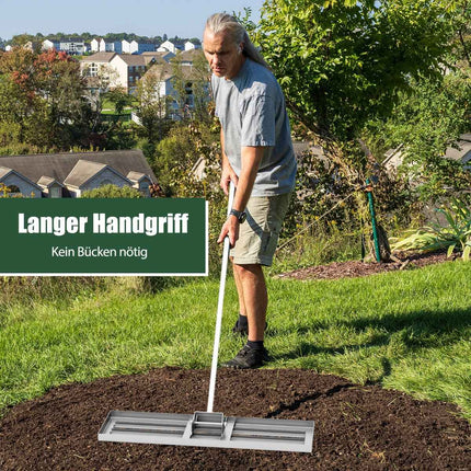Rasenbegradigungsrechen mit ergonomischem Griff, Metall, 91x25 cm