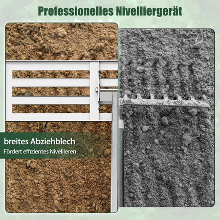 Rasenbegradigungsrechen mit ergonomischem Griff, Metall, 91x25 cm