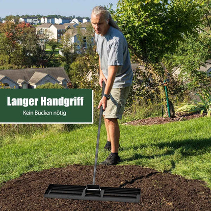 Rasen Nivellierharke mit ergonomischem Griff, Metall, 91x25 cm