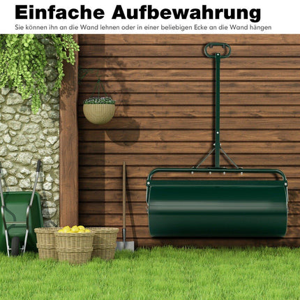 Lawn Roller Metal 113L, Fillable with Water/Sand, Green