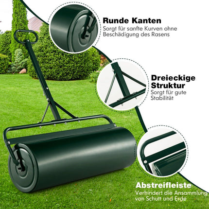 Lawn Roller Metal 113L, Fillable with Water/Sand, Green