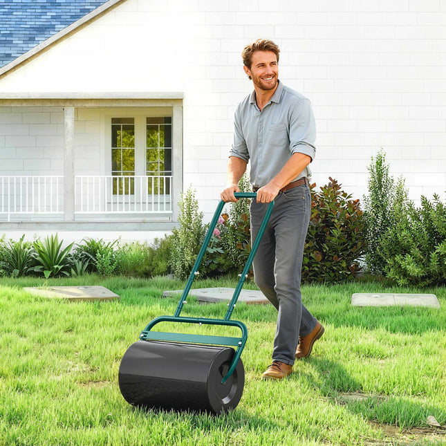 Gartenwalze, Stahl, 38 l Fassungsvermögen, Dunkelgrün, Ergonomischer Griff