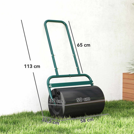 Gartenwalze, Stahl, 38 l Fassungsvermögen, Dunkelgrün, Ergonomischer Griff