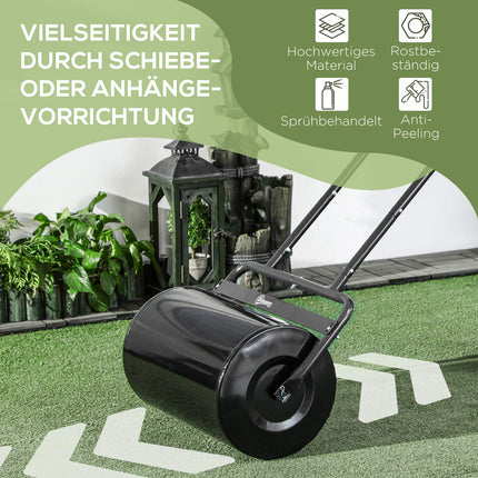 Grass roller with U-handle, metal, 38L capacity