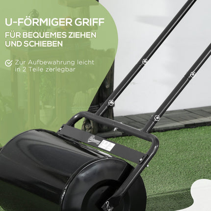 Grass roller with U-handle, metal, 38L capacity