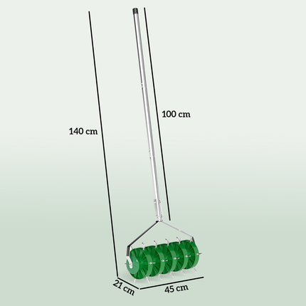 Manueller Rasenlüfter, 45 cm breit, 30 Eisenspitzen