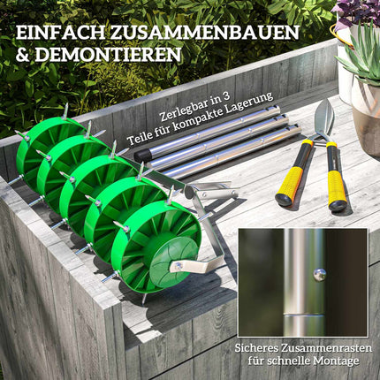 Manueller Rasenlüfter, 45 cm breit, 30 Eisenspitzen