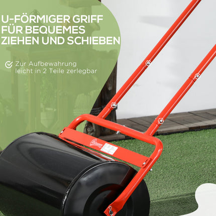 Graswalze 50cm, Stahl, Mit Wasser oder Sand befüllbar, Rot