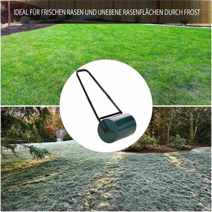 Gartenwalze mit U-Griff, 31 cm Durchmesser, Metall, grün