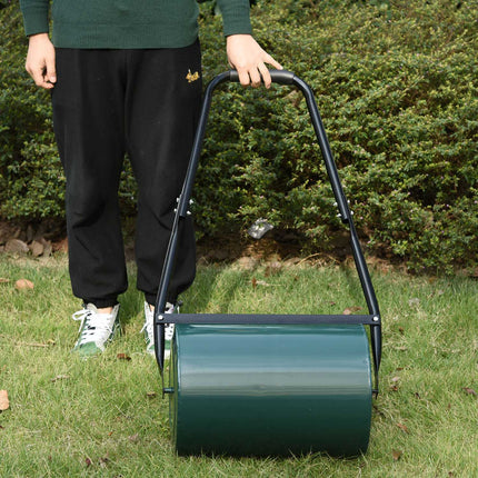 Gartenwalze mit U-Griff, 31 cm Durchmesser, Metall, grün