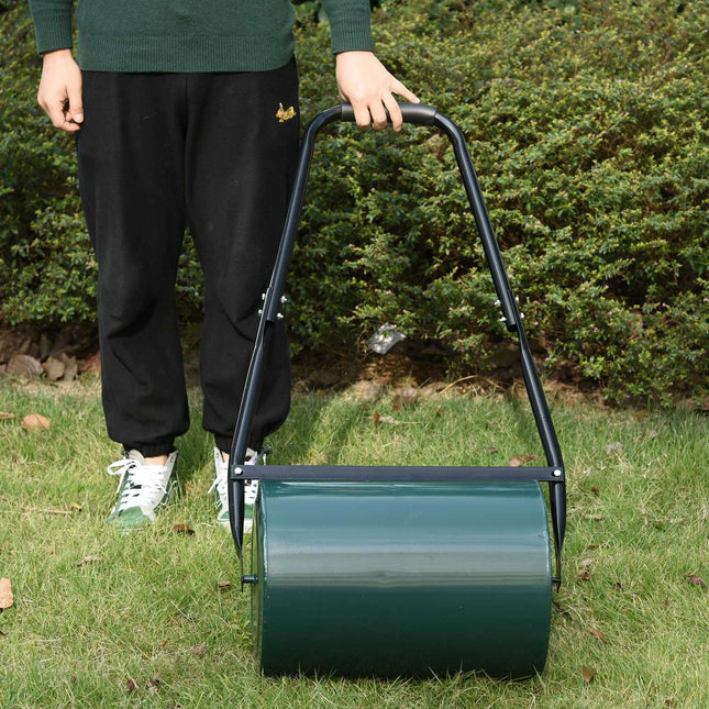 Gartenwalze mit U-Griff, 31 cm Durchmesser, Metall, grün