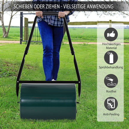 Gartenwalze mit U-Griff, 31 cm Durchmesser, Metall, grün