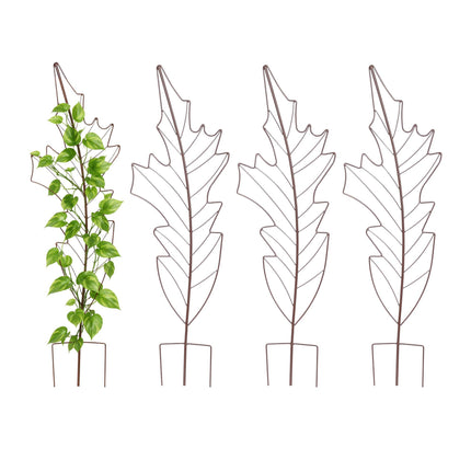 Leaf-Shaped Metal Trellis Set for Climbing Plants