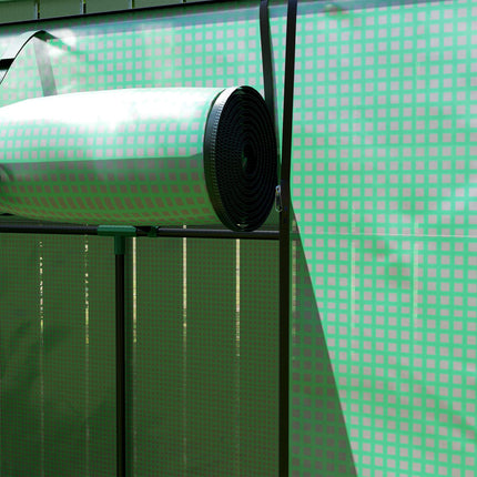 Aanbouw mini-kas met UV-bescherming en oprolbare deur