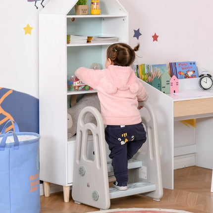 Dětský schůdek s bezpečnostními prvky, modrá/šedá, 2 stupně