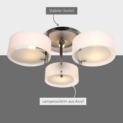 LED stropní lampa, 3 žárovky, E27 40W, teplá bílá, Ø64cm