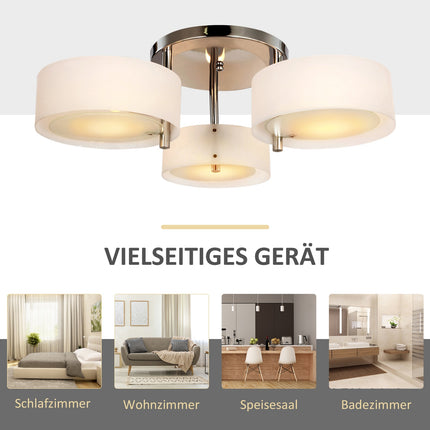 LED stropní lampa, 3 žárovky, E27 40W, teplá bílá, Ø64cm