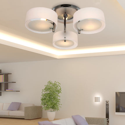 LED stropní lampa, 3 žárovky, E27 40W, teplá bílá, Ø64cm