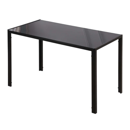 LED kitchen dining table for 4, tempered glass, black