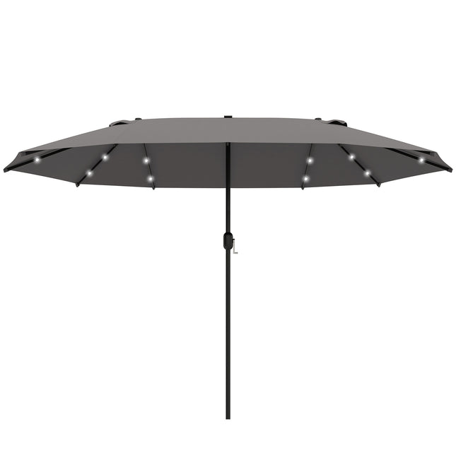 Großer LED-Gartenschirm, oval 440x260cm, Dunkelgrau