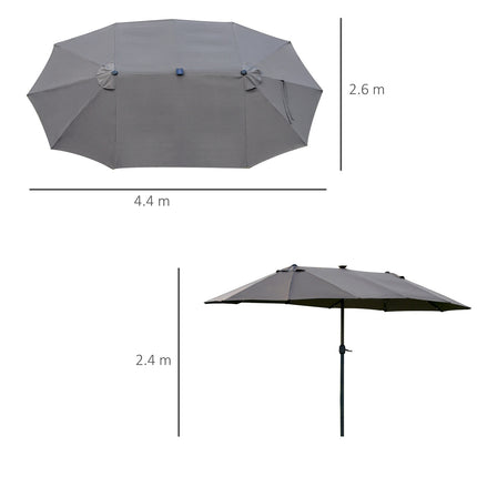 Großer LED-Gartenschirm, oval 440x260cm, Dunkelgrau