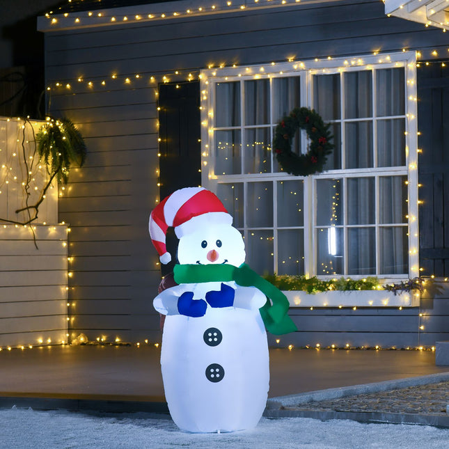 LED Weihnachtsmann- und Schneemann-Aufblasfigur, 120cm, warmweiß