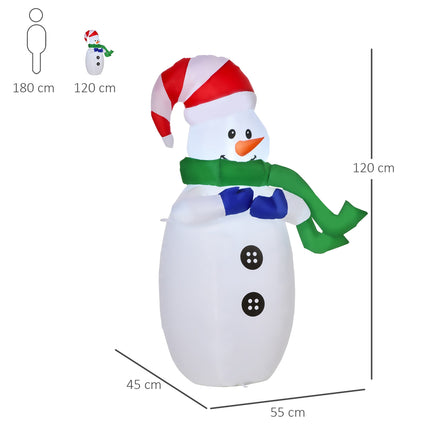 LED Weihnachtsmann- und Schneemann-Aufblasfigur, 120cm, warmweiß