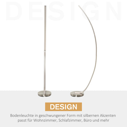 Gebogene LED-Stehlampe – warmweiß, Aluminium, 149 cm