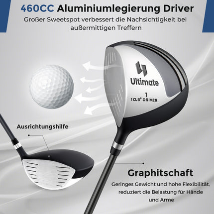 Komplettes Linkshänder-Golfschlägerset für Herren mit Tasche