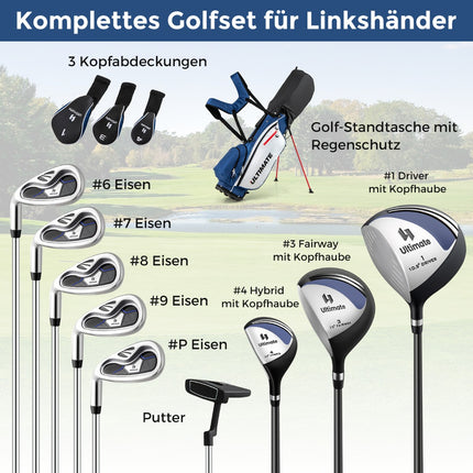 Komplettes Golfschläger-Set für Linkshänder mit Tasche