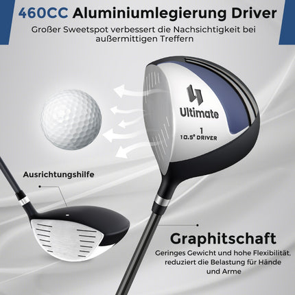 Komplettes Golfschläger-Set für Linkshänder mit Tasche