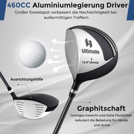 Kompletter Golfschlägersatz für Linkshänder mit Standbag