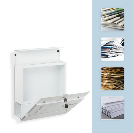 Letterbox with Newspaper Tube – Wall-Mounted, Iron